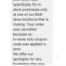 Belk - online order not honored